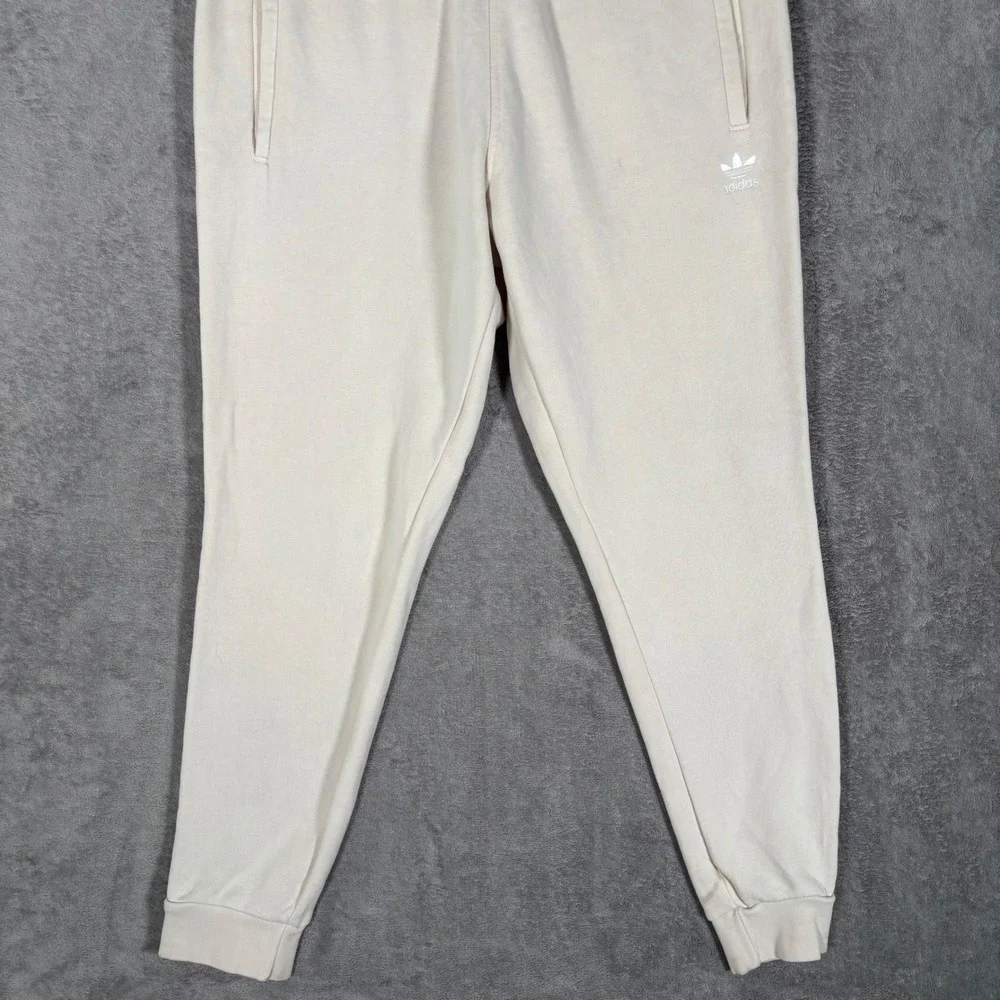 Adidas Originals Mens M Cream Trefoil Logo Fleece Jogger Sweatpants HE9410 32x32